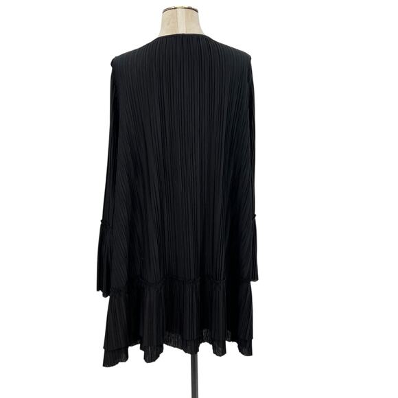 Free People Can't Help It Plisse Pleated Long Sleeve Mini Dress Black Size Large - Picture 9 of 12